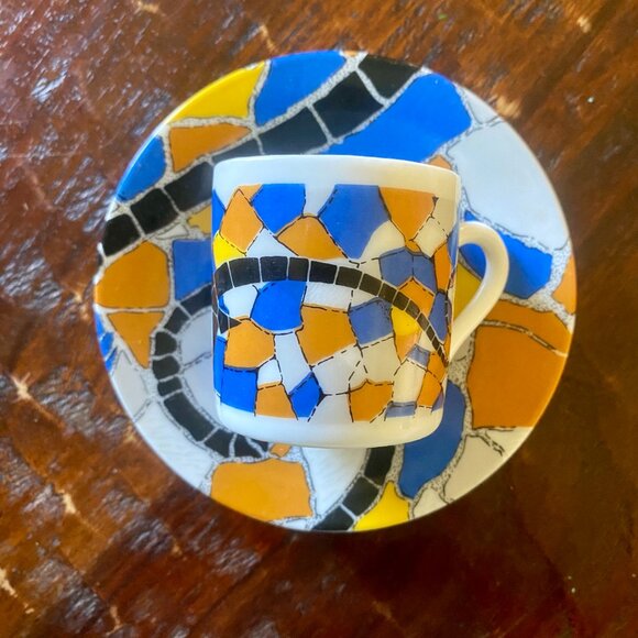 Set of 4 Trencadis Gaudi espresso cups/saucers, purchased in Barcelona, vintage. - Picture 5 of 10